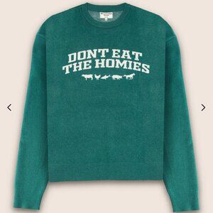 RARE Don't Eat the Homies Campus Knit Sweater, Green, Size Small (Unisex)